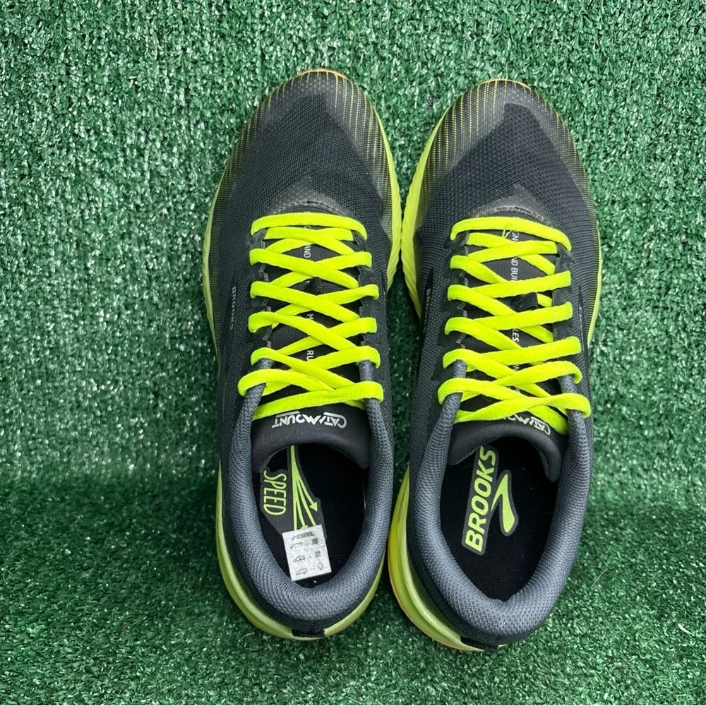 Brooks Catamount Trail Running Lace Up Shoes Black Yellow Mens Size 10 - Picture 5 of 12